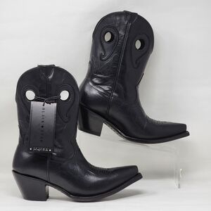 Black Star Leather Matador Western Boots Cushion Footbed Womens Size Multi New